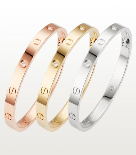 love screw bracelet designer bracelets 4 diamonds bangle luxury jewelry accessories titanium steel alloy goldplated never fade no4026419, Black